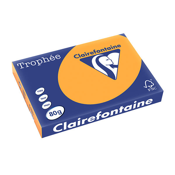 Trophée Clairefontaine, mandarine/clementine, 80g/m², A4