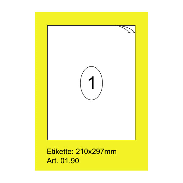 Etiketten Laser, weiss gummiert 1 pro A4, 80g/m², A4