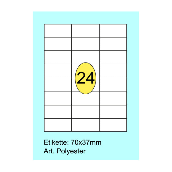 Long Life Etiketten, Polyester weiss, Schachtel 100, A4